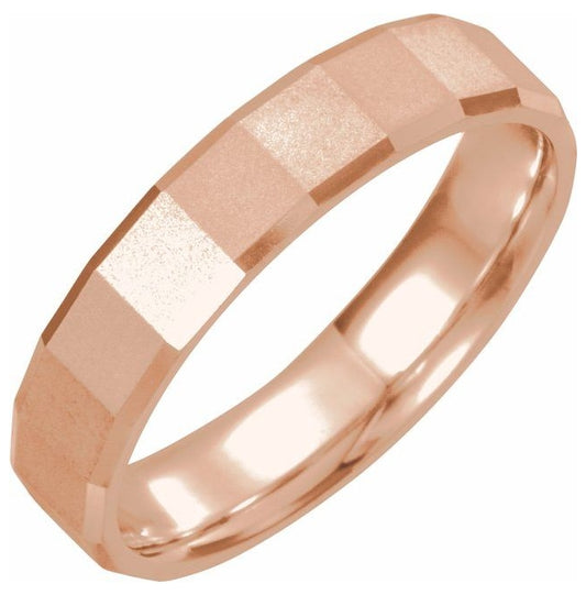 10K Rose Gold 5 mm Geometric Comfort-Fit Flat Band Size 10.5