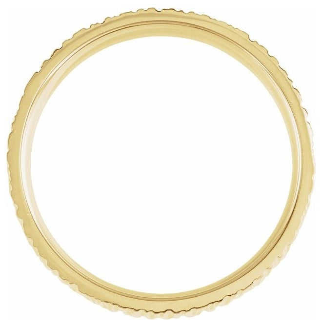 14K Yellow Gold Or Platinum 6 mm Tree Bark-Inspired Comfort-Fit Flat Band
