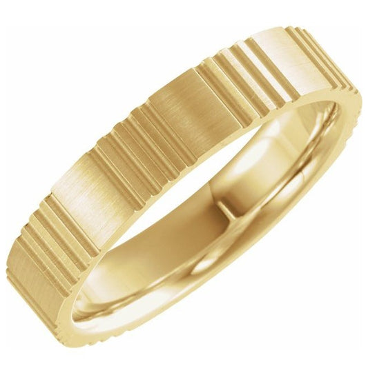 14K Yellow Or White Gold 5 mm Grooved Comfort-Fit Flat Band
