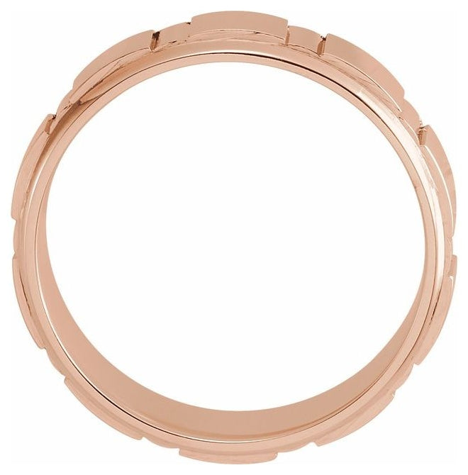 10K Rose Gold 6 mm Grooved Flat Band Size 10.5