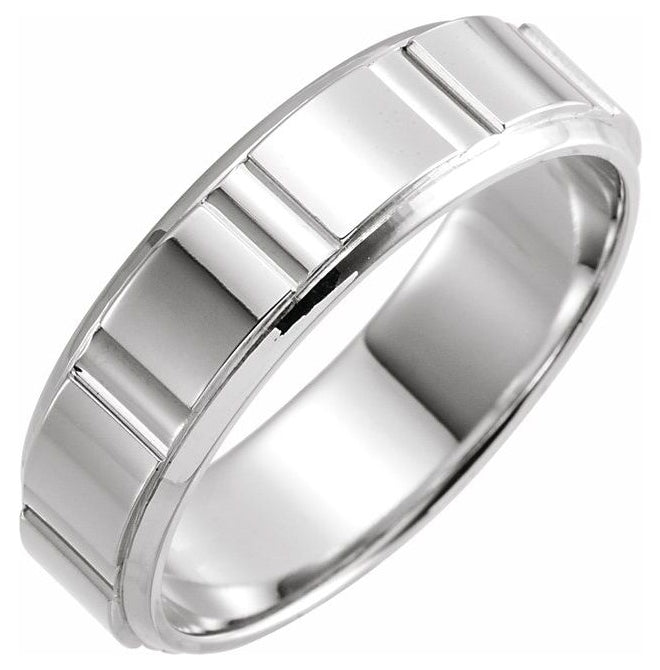Platinum 6 mm Grooved Flat Band