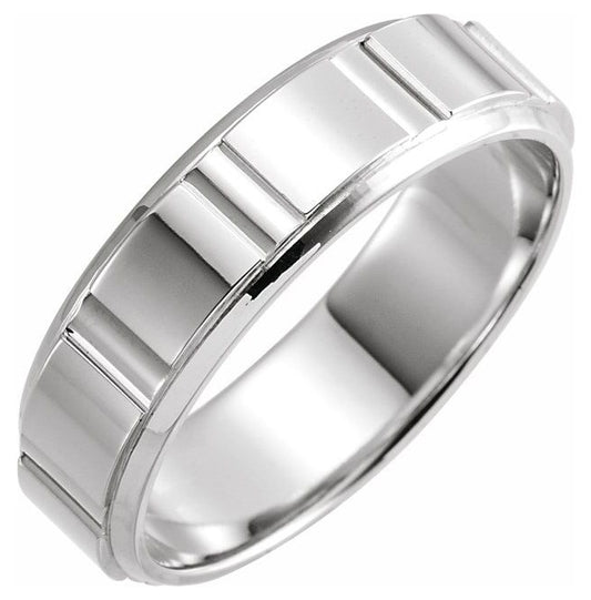 Platinum 6 mm Grooved Flat Band
