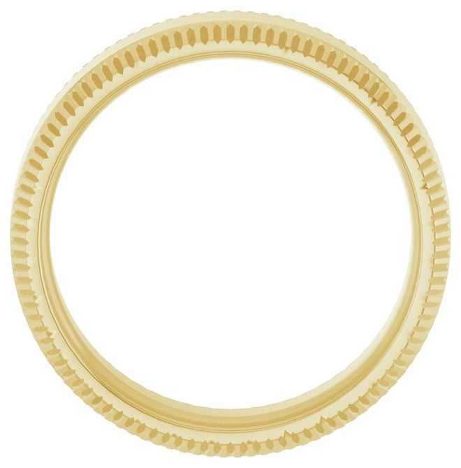 14K Yellow Gold 6 mm Beveled-Edge Grooved Comfort-Fit Half Round Band Size 10.5