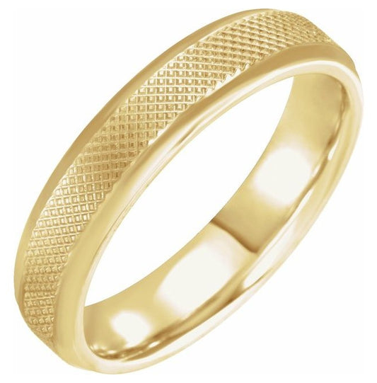 14K Yellow Gold 5 mm  Knurled Beveled-Edge Band Size 8