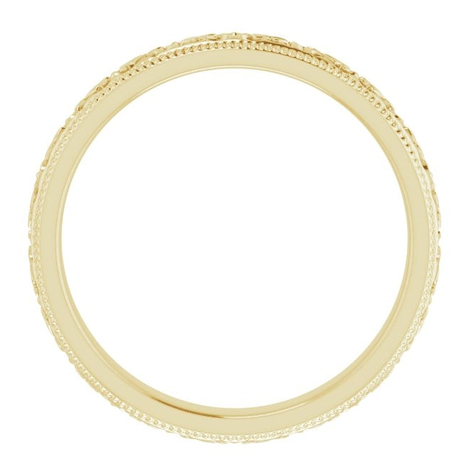 14K Yellow Gold 3 mm Patterned Band Size 7