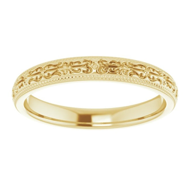14K Yellow Gold 3 mm Patterned Band Size 7