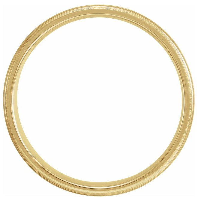 10K Yellow Gold 6 mm Knurled Stepped-Edge Flat Band Size 8