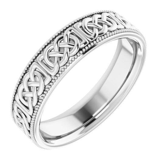14K White Gold 6 Mm Polished Celtic-Inspired Band Size 10