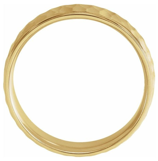14K Yellow Gold 6 mm Stepped-Edge Comfort-Fit Flat Band
