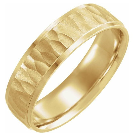 14K Yellow Gold 6 mm Stepped-Edge Comfort-Fit Flat Band