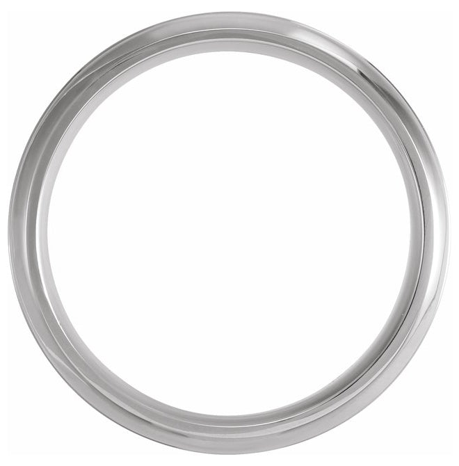 10K White Gold 6 mm Beveled-Edge Grooved Comfort-Fit Half Round Band Size 11.5