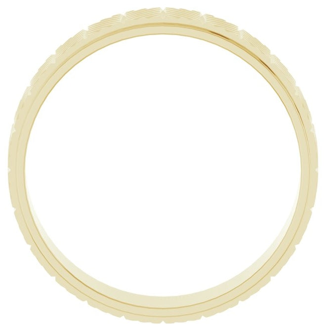 10K Yellow Gold 6 mm Chevron Grooved Flat Band