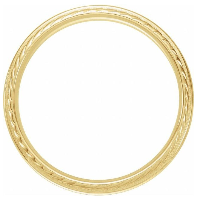 14K Yellow Gold 6 Mm Polished Rope Edge Standard-Fit Band Size 6