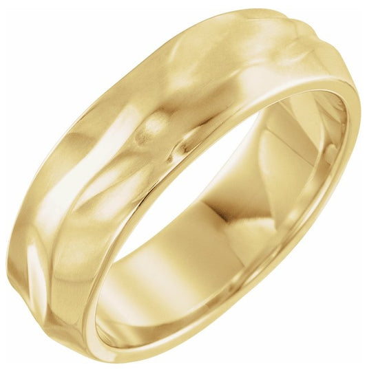 14K Yellow Or White Gold 6 mm Polished Organic Textured Band