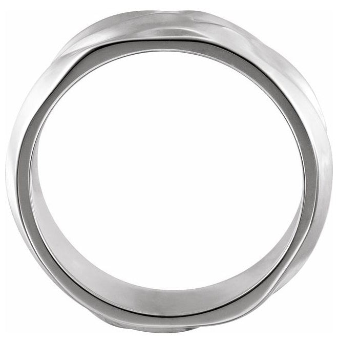 10K White Gold 6 mm Polished Organic Textured Band Size 11
