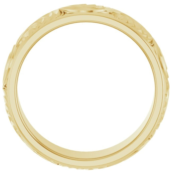 14K Yellow Gold 7 mm Scroll Comfort-Fit Band