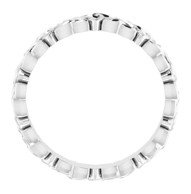 14K White Gold Polished Celtic-Inspired Standard-Fit Band Size 6.5