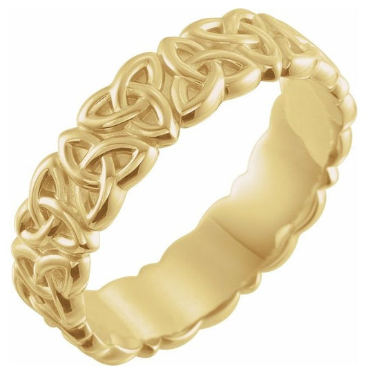 14K Yellow Gold Or Platinum 6 mm Celtic-Inspired Band
