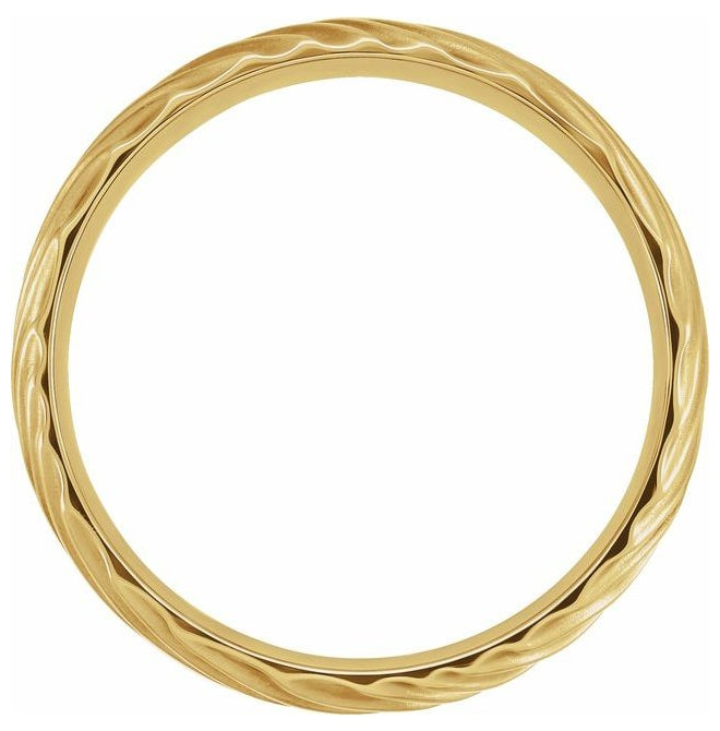 14K Yellow Gold 6 Mm Polished Textured Band Size 7