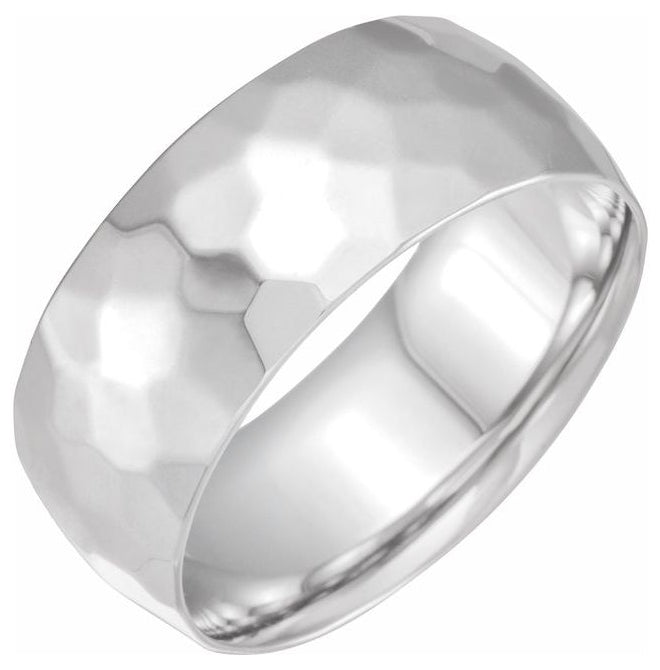 Continuum Sterling Silver 9 mm Geometric Faceted Comfort-Fit Flat Band Size 7