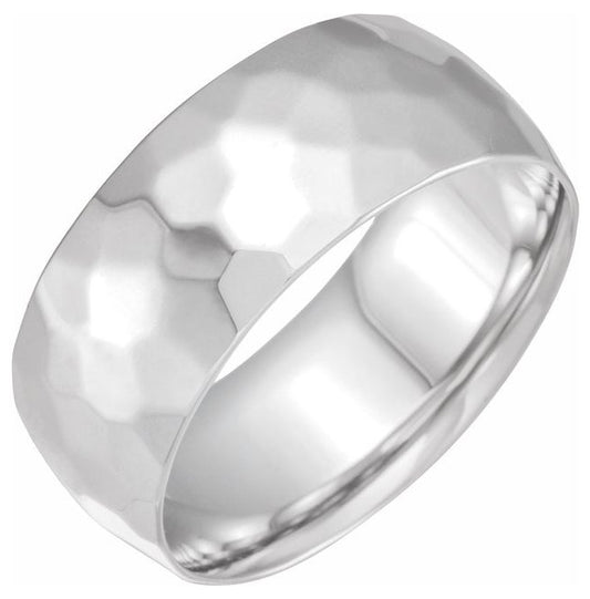 Continuum Sterling Silver 9 mm Geometric Faceted Comfort-Fit Flat Band Size 7