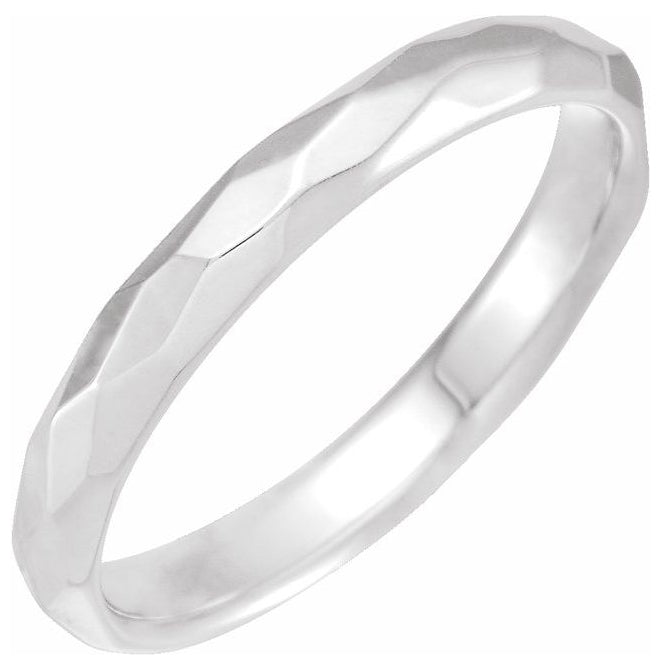 14K Yellow Or White Gold 3 mm Geometric Faceted Comfort-Fit Flat Band