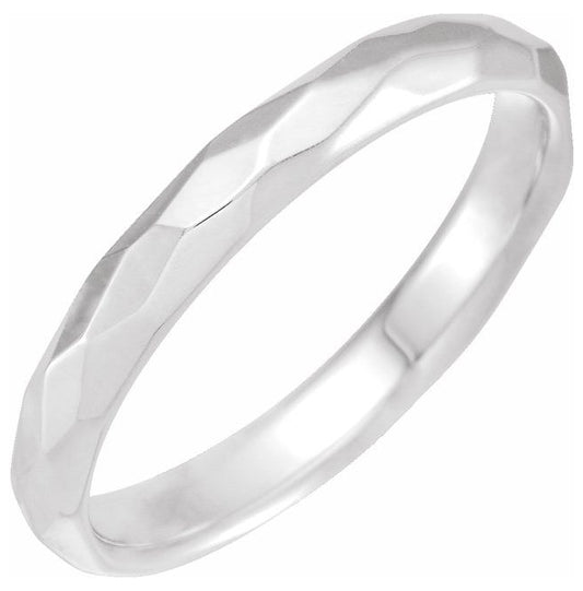 14K Yellow Or White Gold 3 mm Geometric Faceted Comfort-Fit Flat Band