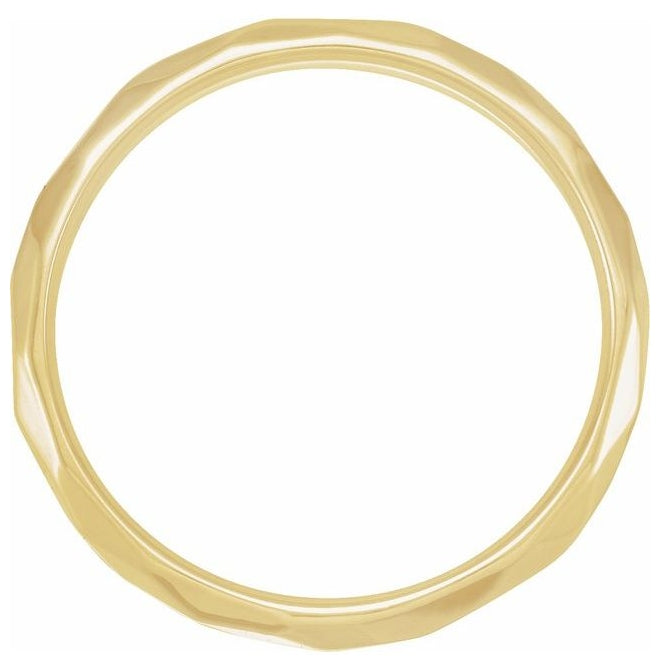 14K Yellow Or White Gold 3 mm Geometric Faceted Comfort-Fit Flat Band