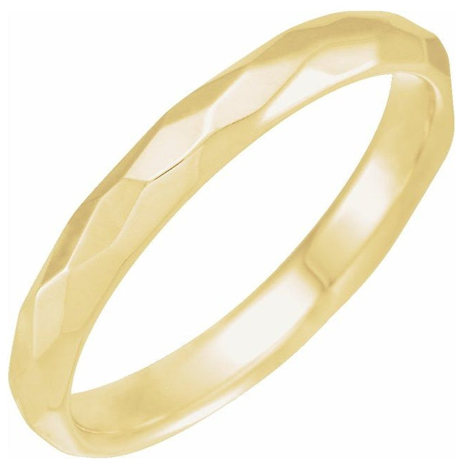 14K Yellow Or White Gold 3 mm Geometric Faceted Comfort-Fit Flat Band