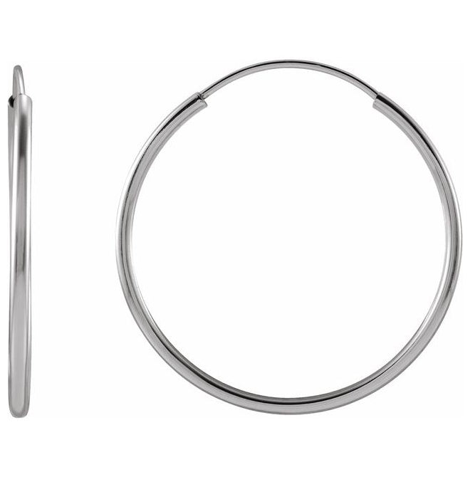 Sterling Silver 20 Mm 1 Mm Each Polished Endless Flexible Tube Hoop Earring