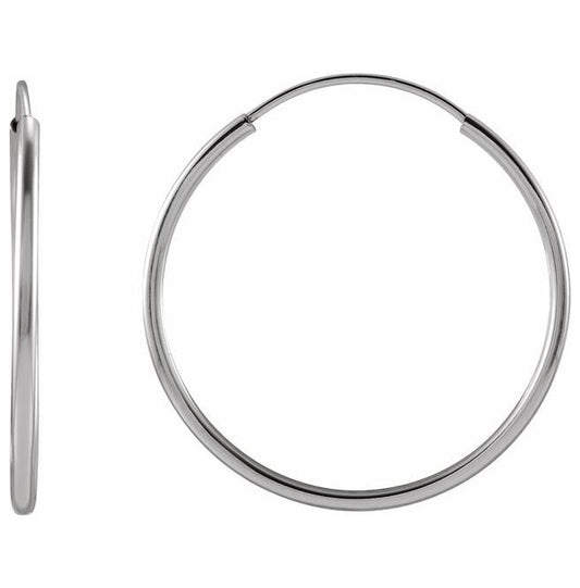 Sterling Silver 20 Mm 1 Mm Each Polished Endless Flexible Tube Hoop Earring