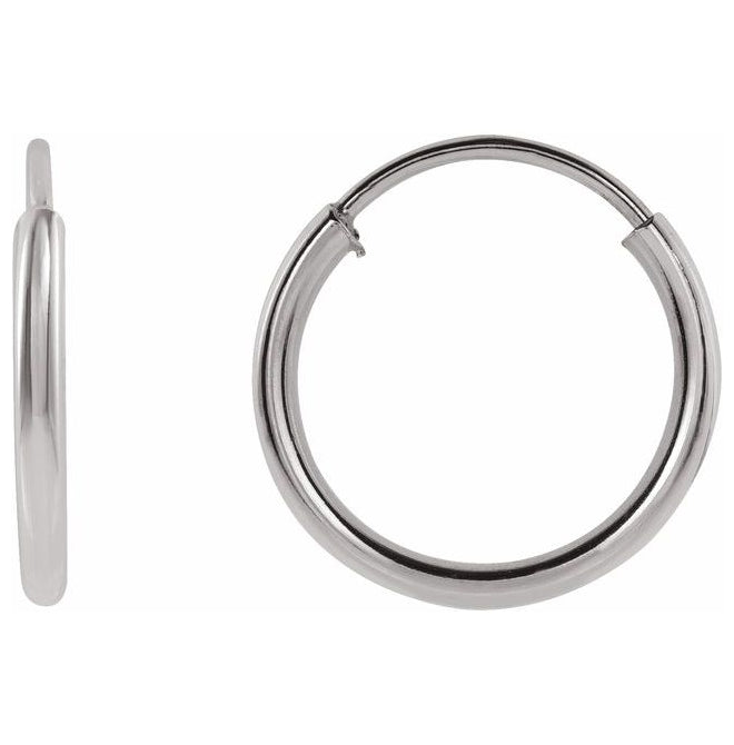 Sterling Silver 10 Mm 1 Mm Pair Hinged Polished Endless Flexible Tube Hoop Earrings