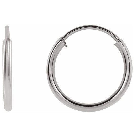 Sterling Silver 10 Mm 1 Mm Each Hinged Polished Endless Flexible Tube Hoop Earrings