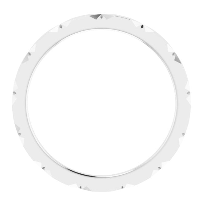 14K White Gold 1.5 Mm Polished Geometric Faceted Standard-Fit Band Size 7
