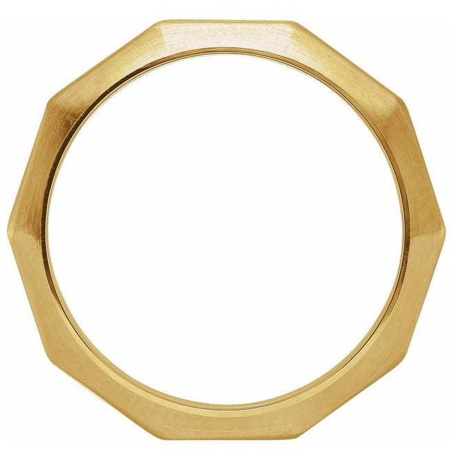 18K Yellow Gold 3 mm Geometric Flat Band Size 4