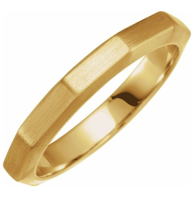 18K Yellow Gold 3 mm Geometric Flat Band Size 4
