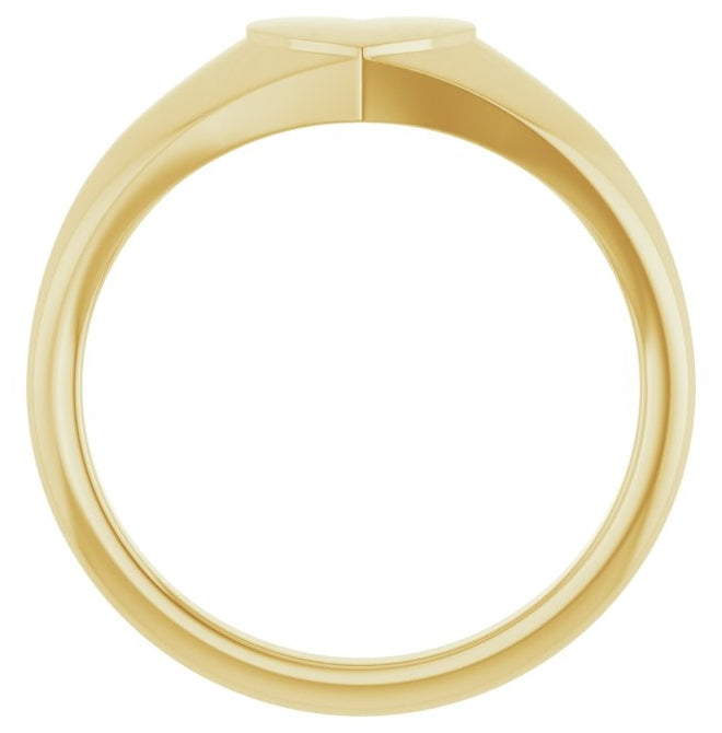 10K Yellow Gold 6.7 X 6.1 Mm Brush Polished Heart Signet Ring Size 7
