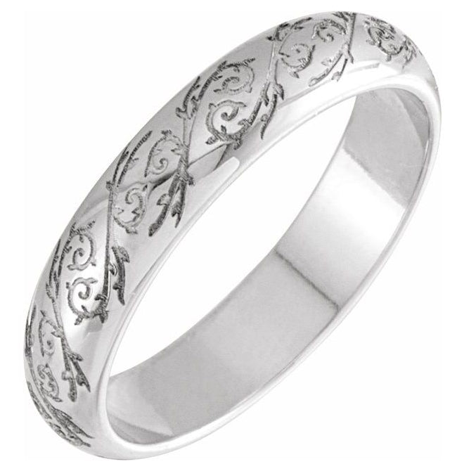 14K Yellow Or White Gold Or Sterling Silver Polished Sculptural Standard-Fit Band
