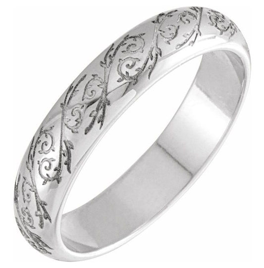 14K Yellow Or White Gold Or Sterling Silver Polished Sculptural Standard-Fit Band