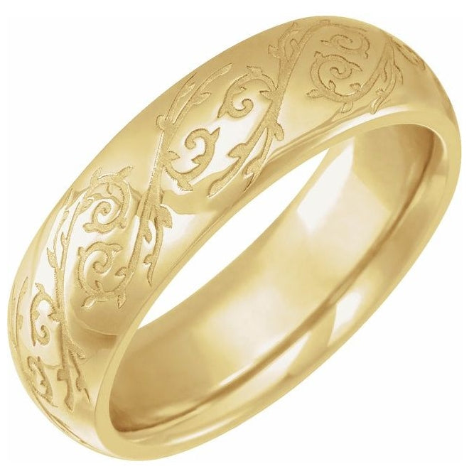14K Yellow Or White Gold Or Sterling Silver Polished Sculptural Standard-Fit Band
