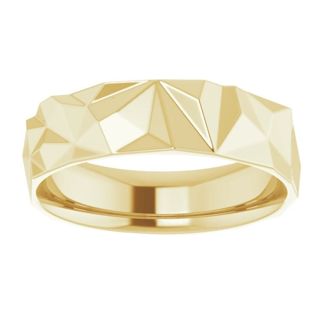 14K Yellow Gold 6 mm Geometric Comfort-Fit Flat Band Size 9.5
