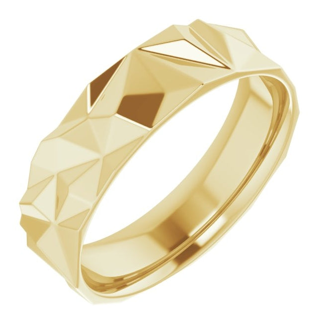 14K Yellow Gold 6 mm Geometric Comfort-Fit Flat Band Size 9.5