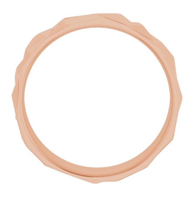 10K Rose Gold 8 mm Geometric Comfort-Fit Flat Band Size 10.5