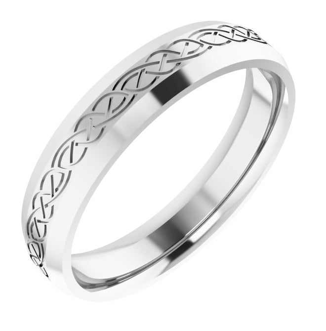 14K Yellow Or White Gold 5 mm Beveled-Edge Celtic-Inspired Comfort-Fit Flat Band