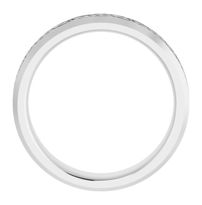 10K White Gold 5 mm Beveled-Edge Celtic-Inspired Comfort-Fit Flat Band Size 7