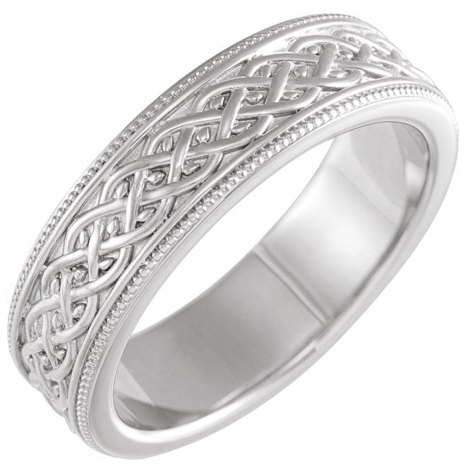 14K Yellow Or White Gold 6 mm Milgrain Celtic-Inspired Flat Band