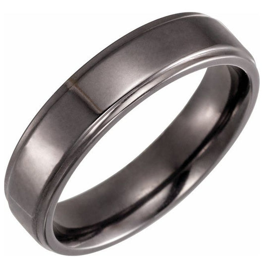 Tantalum 6 mm Stepped-Edge Comfort-Fit Flat Band