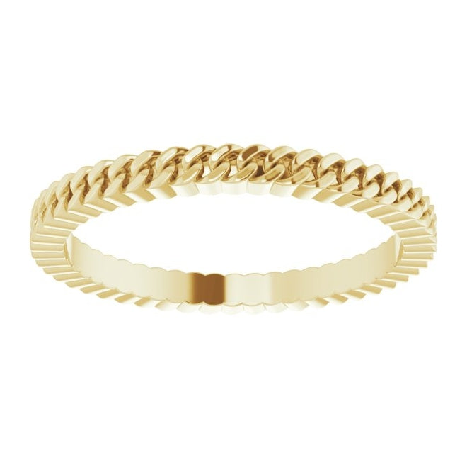 10K Yellow Gold 2 Mm Polished Ladies Chain Link Inspired Band Size 7