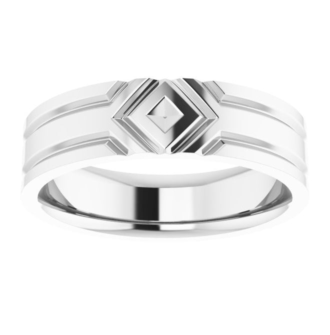 Sterling Silver 6 mm Grooved Comfort-Fit Flat Band Size 10.5