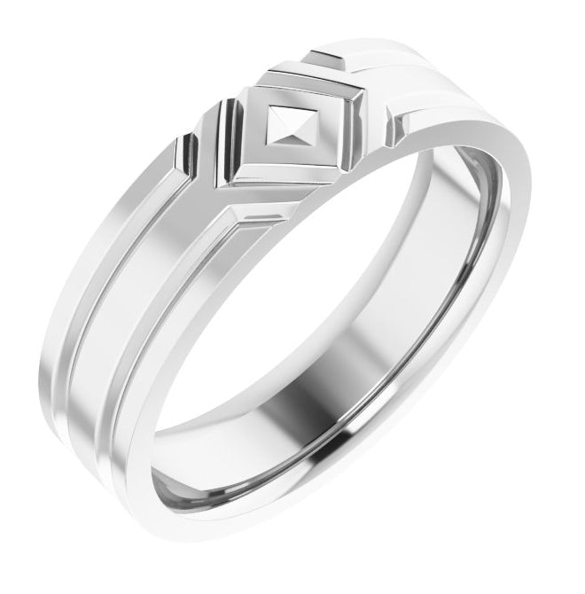 Sterling Silver 6 mm Grooved Comfort-Fit Flat Band Size 10.5
